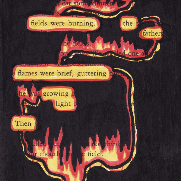 Paintmarkers, ink pens and markers used to cover up unwanted text on a page in a printed fiction book